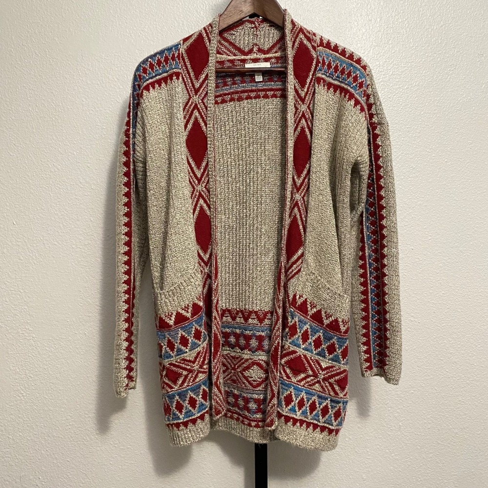 Lucky Brand Women's Aztec Chunky Knit Cardigan S Southwest Boho Indie